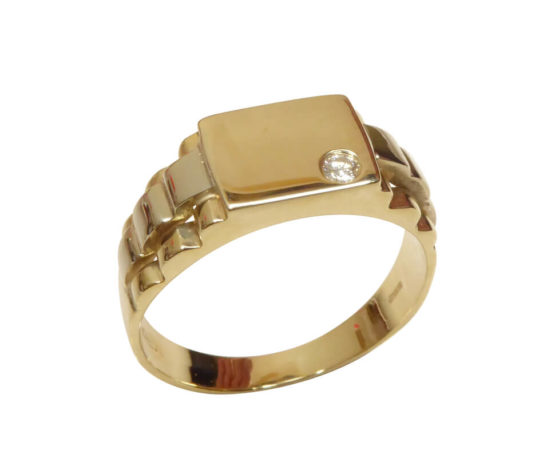 Bicolor gouden heren cachet ring