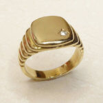 Christian geel gouden diamanten cachet ring