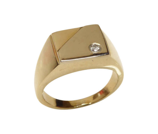 Christian gouden cachet ring met diamant