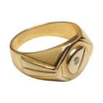 Geel en wit gouden cachet ring met diamant