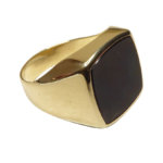 Geel gouden heren zegel ring met onyx