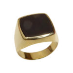 Geel gouden heren zegel ring met onyx