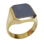 Gouden blauwe lagensteen cachet ring