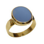 Gouden cachet ring met blauwe lagensteen