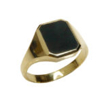 Gouden cachet ring met heliotroop