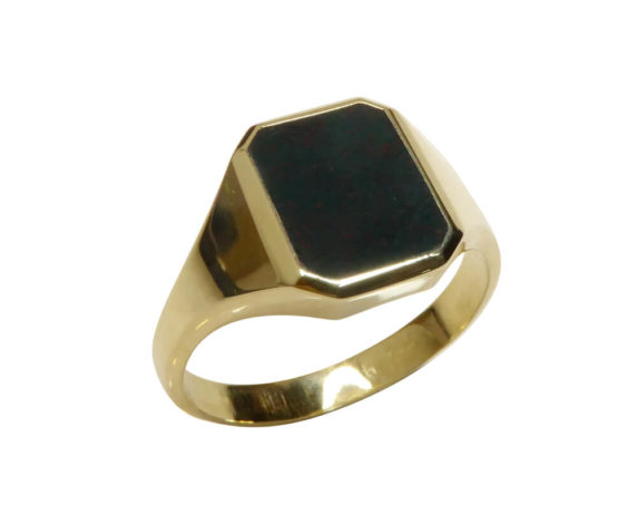 Gouden cachet ring met heliotroop