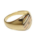 Gouden tricolor cachet ring met diamant