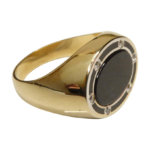 Gouden zegelring met onyx en diamanten
