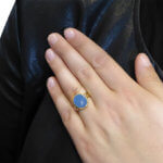 Christian goud cachet ring met lagensteen