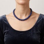 Lapis lazuli collier met wit gouden slot