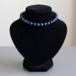 Lapis lazuli collier met wit gouden slot