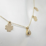 Gouden klaver en zirkonia hanger