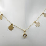 Gouden klaver en zirkonia hanger