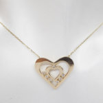 Gouden zirkonia dubbele harten hanger