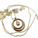 Gouden zirkonia hanger met bedelketting