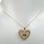 Gouden zirkonia harten slot hanger