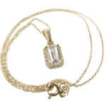 Gouden zirkonia baguette hanger