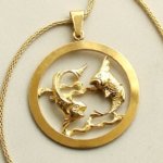 Gouden vissen sterrenbeeld hanger met ketting