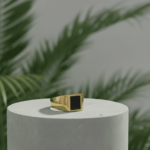 Geel gouden onyx zegelring