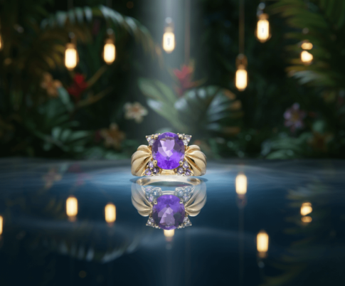 Gouden ring met amethist Gouden ring met amethist