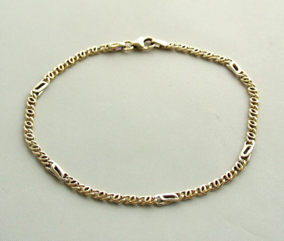 Gouden schakelarmband bicolor