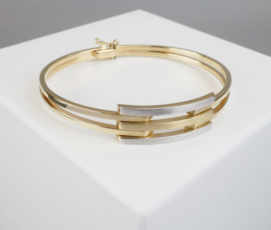 Wit en geel gouden Christian scharnier armband