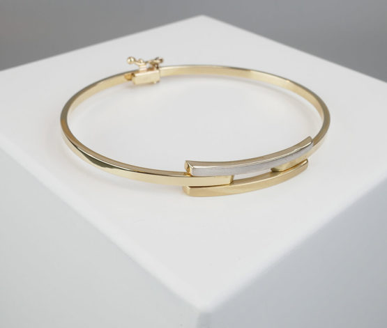 Wit en geel gouden scharnier armband