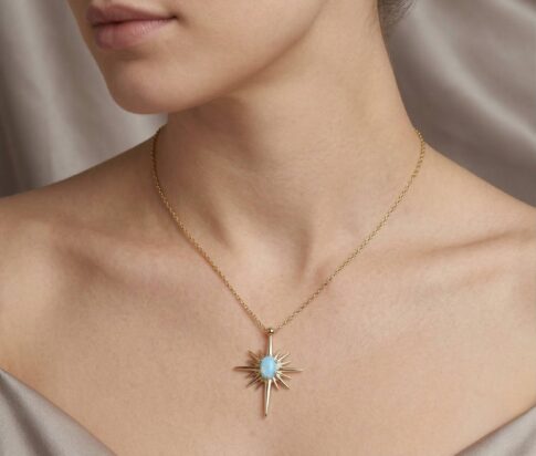 Gouden opaal ster hanger