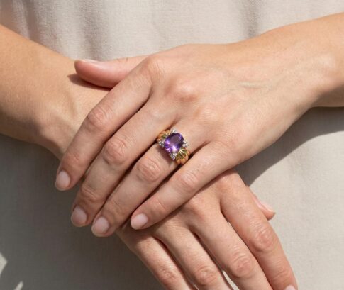 Gouden ring met amethist