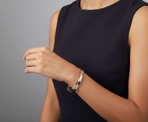 Christian wit en geel gouden slavenarmband