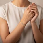 14 karaats gouden tennisarmband met zirkonia