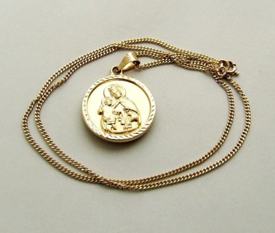 Gouden collier met Christus en Moeder Gods