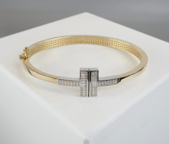 Bicolor goud Christian slavenarmband