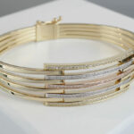 Tricolor goud slavenarmband met zirkonia