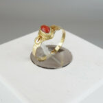 Gouden ring met ovale bloedkoraal