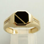 Gouden onyx en zirkonia ring