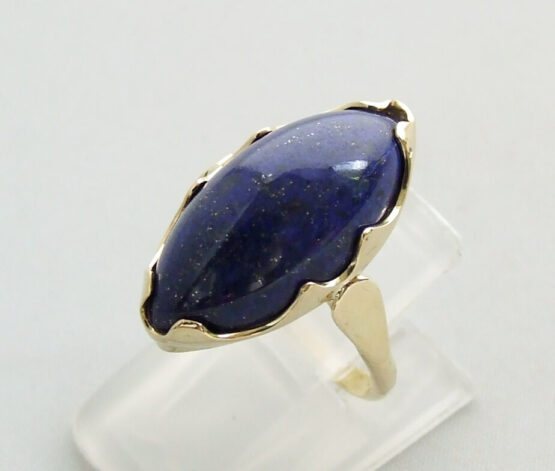 Geel gouden ring met lapis lazuli