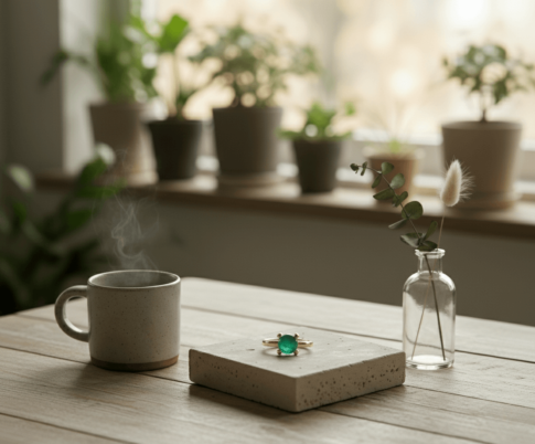 Christian ring met groene smaragd