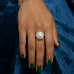 18 karaat wit gouden diamanten ring met parel