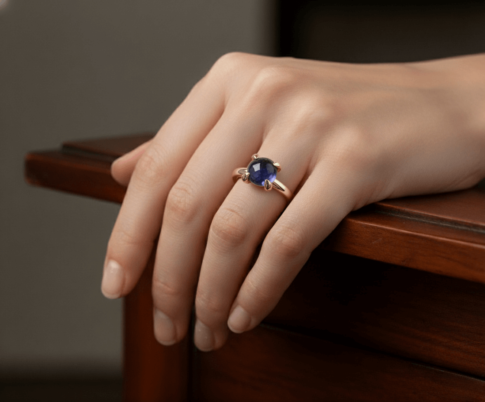 Christian gouden ring met ioliet