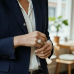 18 karaat wit gouden diamanten ring met parel