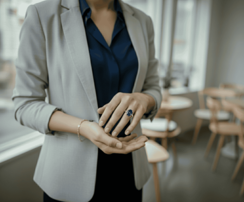 Gouden ring met ovale saffier