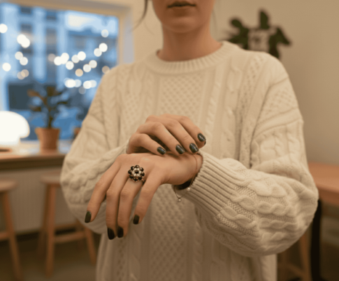 Gouden Christian ring met parel en granaat