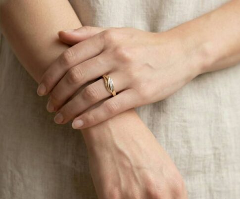 Bi color gouden Christian ring