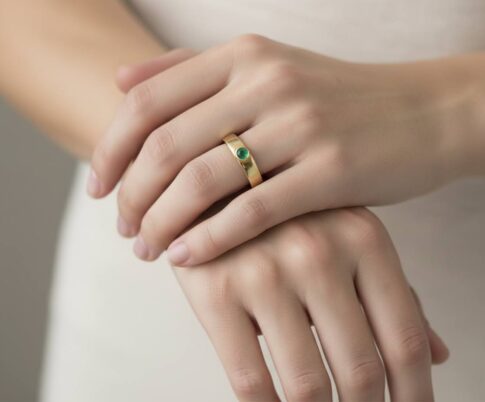 Gouden ring met 1 smaragd