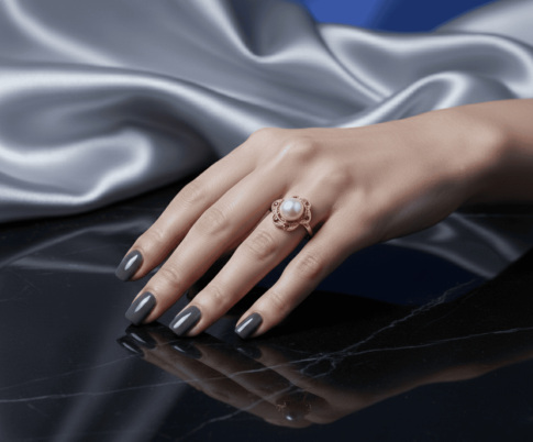 Gouden ring met parel en robijn