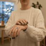 Saffier en diamanten bicolor ring