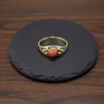 Christian goud ring met 1 bloedkoraal