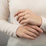 Gouden memoire ring met zirkonia