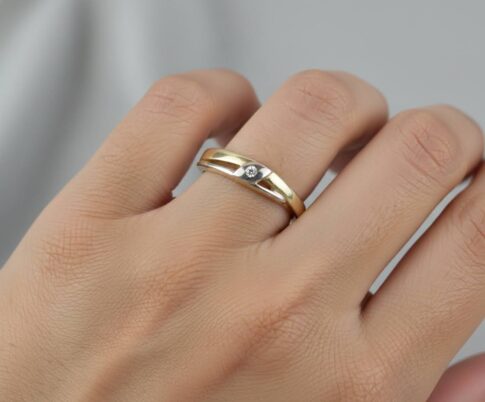 Bicolor fantastie ring met diamant